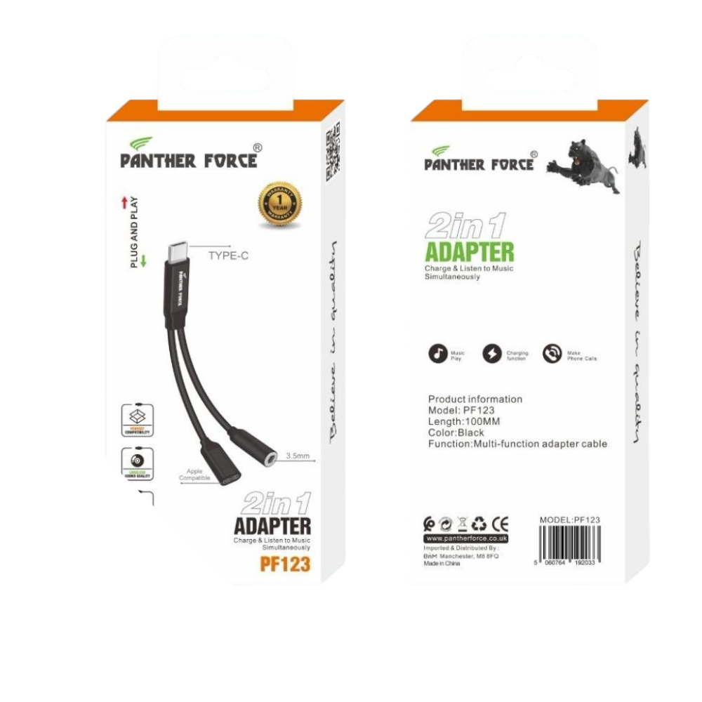 Panther Force 2 in 1 Adapter - PF123 - Fast Charging & Data Transfer for Micro USB & USB-C Devices Panther Force 2 in 1 Adapter - PF123 - Fast Charging & Data Transfer for Micro USB & USB-C Devices